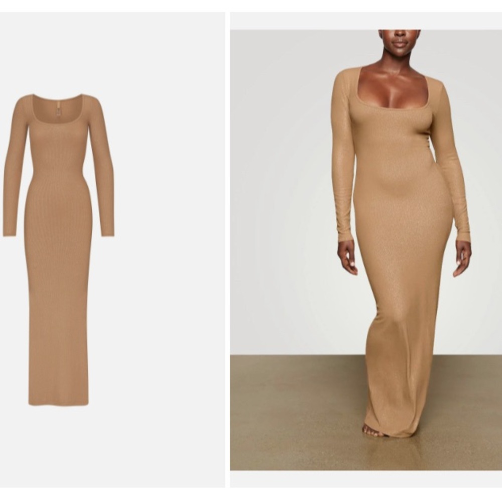 SKIMS LONG SLEEVE SHIMMER DRESS